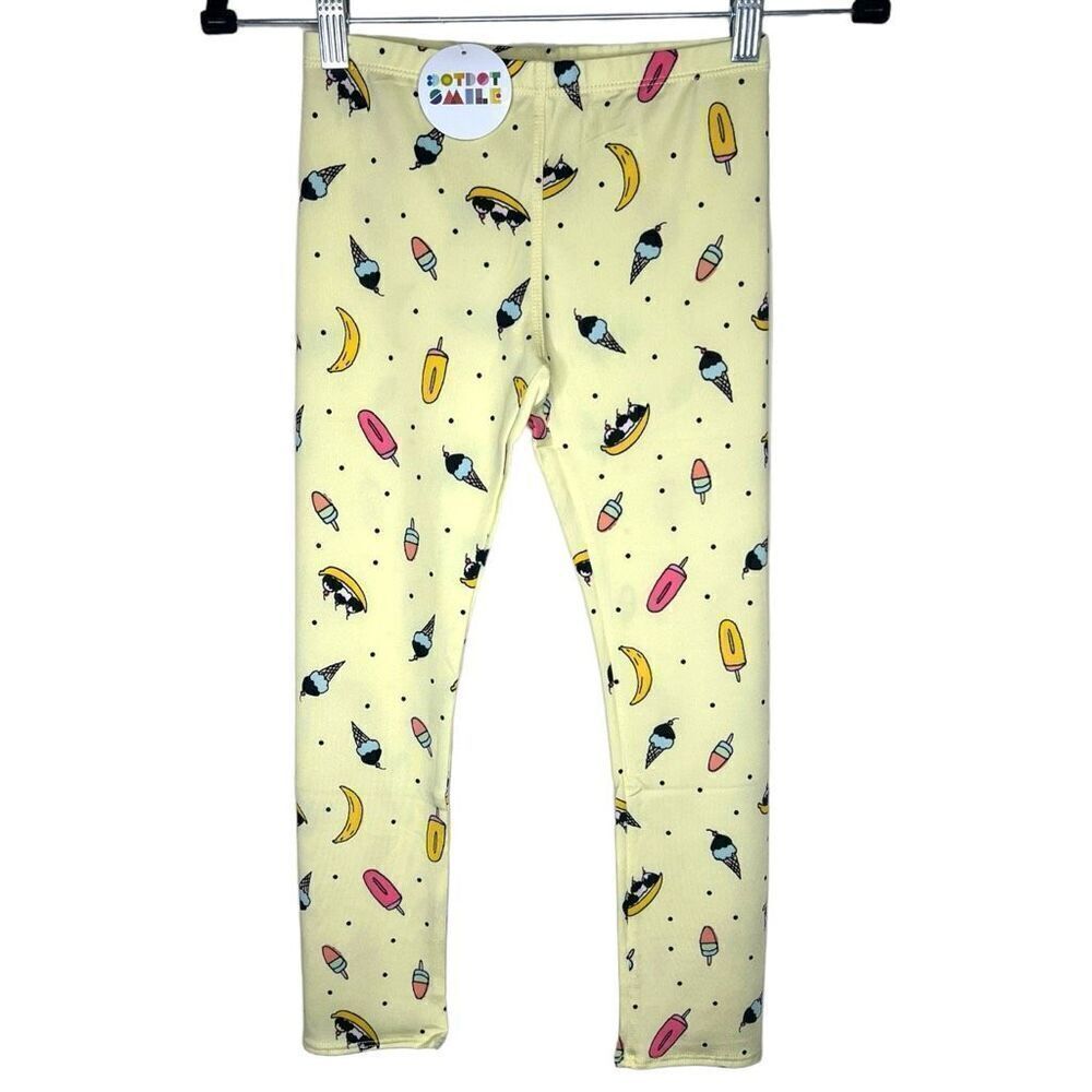NEW Dot Dot Smile Banana Split Ice Cream Yellow Leggings 8/10
